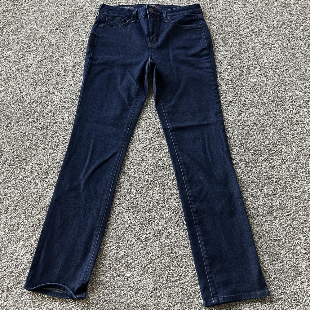 NYDJ Sheri Slim Straight Jeans Womens 6 Dark Wash Lift Tuck Stretch Denim